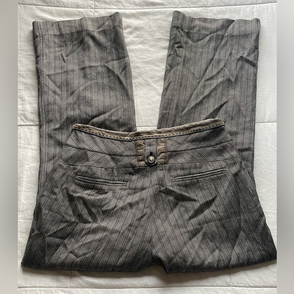 Vintage Mind Bridge Low Rise Herringbone Grey Trouser Flare Pants Medium 8 Clean - Picture 2 of 12